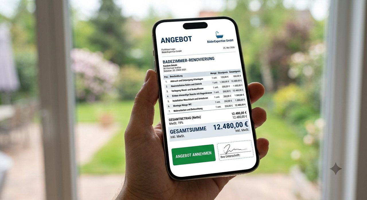 Festpreis-Angebot als PDF am Smartphone